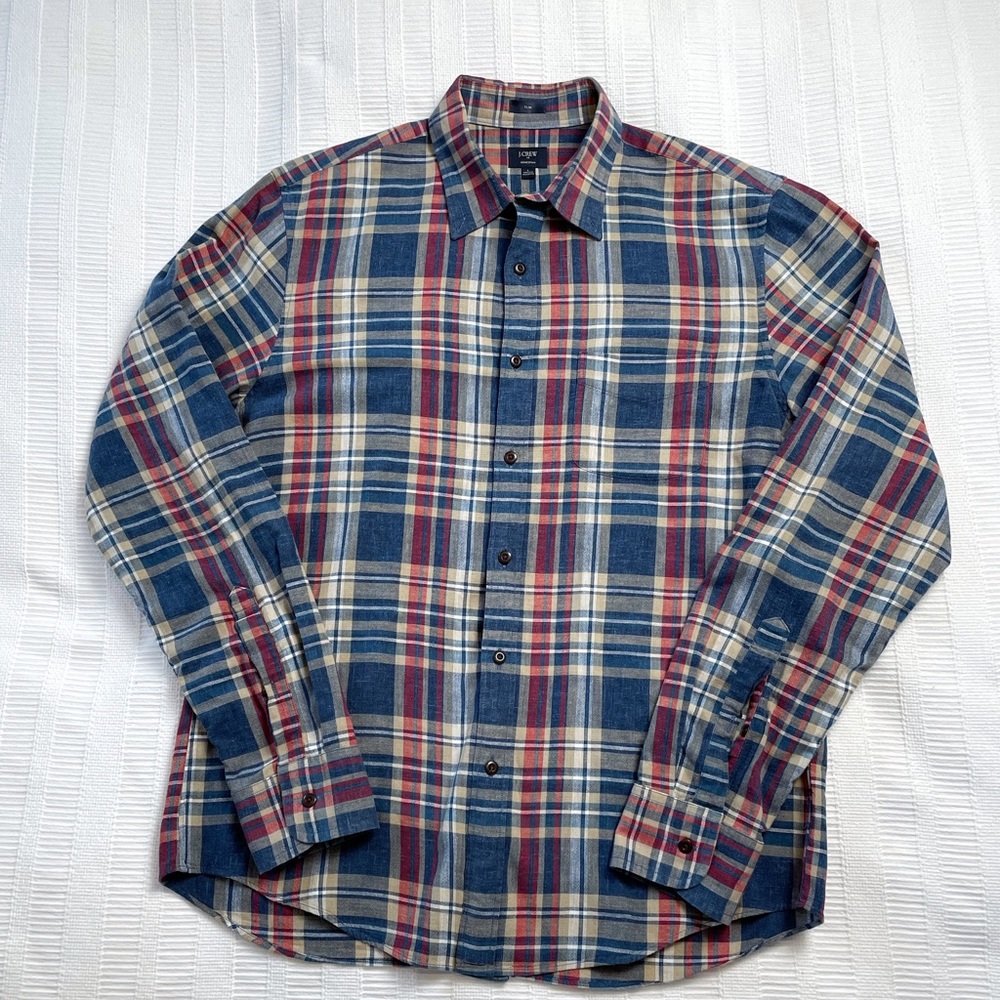 J.crew Men’s Homespun Slim Plaid Button Down Shirt Large
